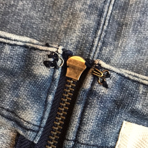 Denim like stretch pencil skirt with zipper midi - Picture 7 of 10